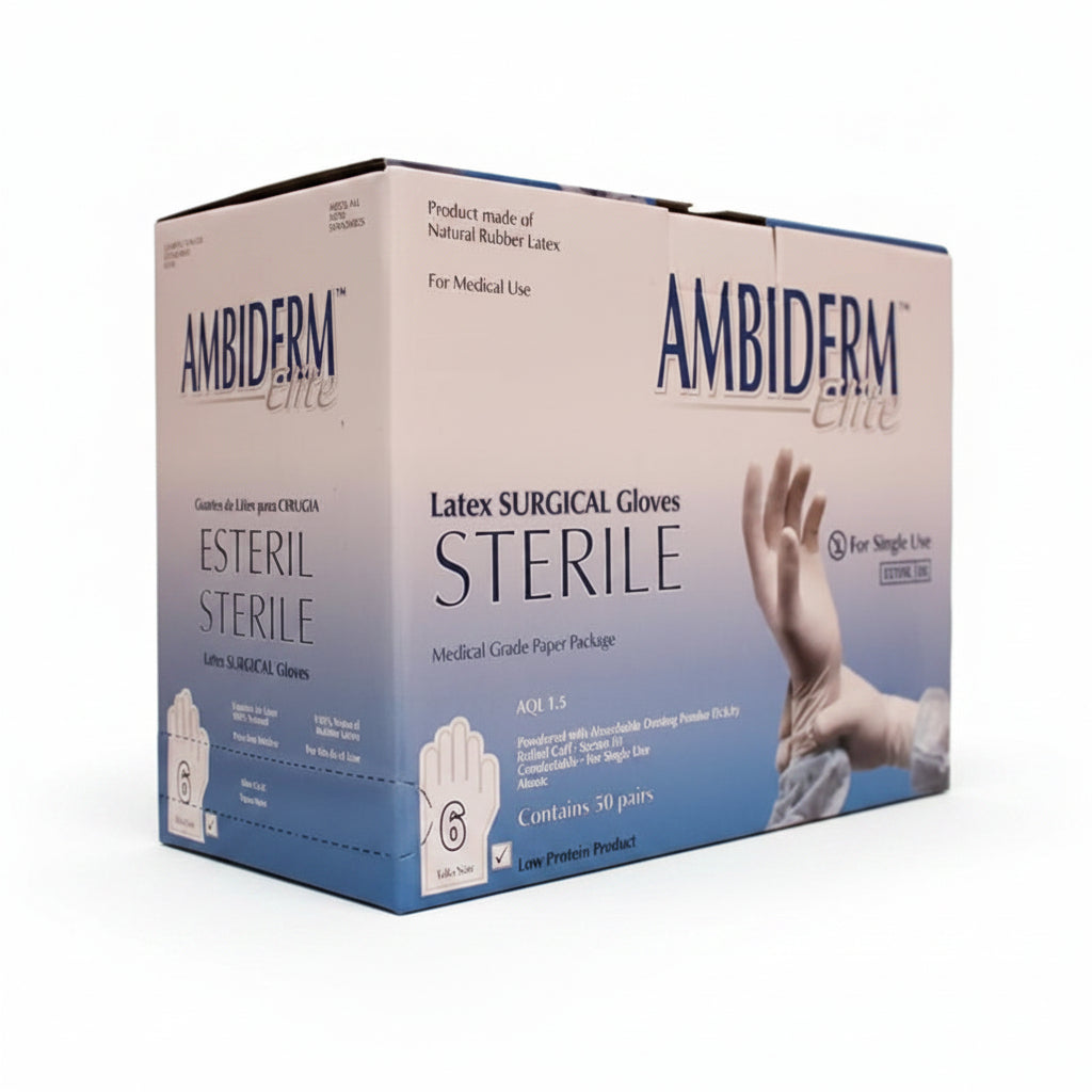 Guantes de cirujano estériles de látex | Caja con 50 pares